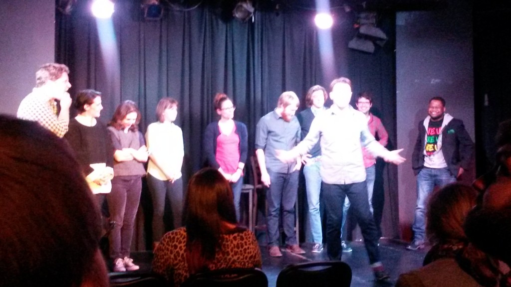 At the end of the event, everyone gathered on the stage for a little "slam poetry" improv.