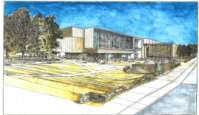 Artist rendering of Miller Nichols Learning Center addition. Click on image for larger view.