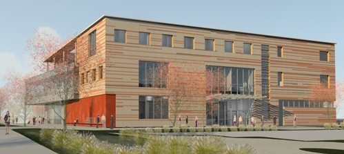 Preliminary architectural rendering of the northeast view of the proposed new Bloch building.* *All content and images subject to approval of the Curators of the University of Missouri