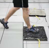 In the Human Motion Laboratory, students measure how a person's movements differ when walking on pervious concrete and plain concrete.