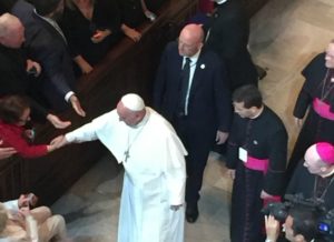 Frederick took this picture of Pope Francis from the loft at St. Charles Borromeo Seminary.