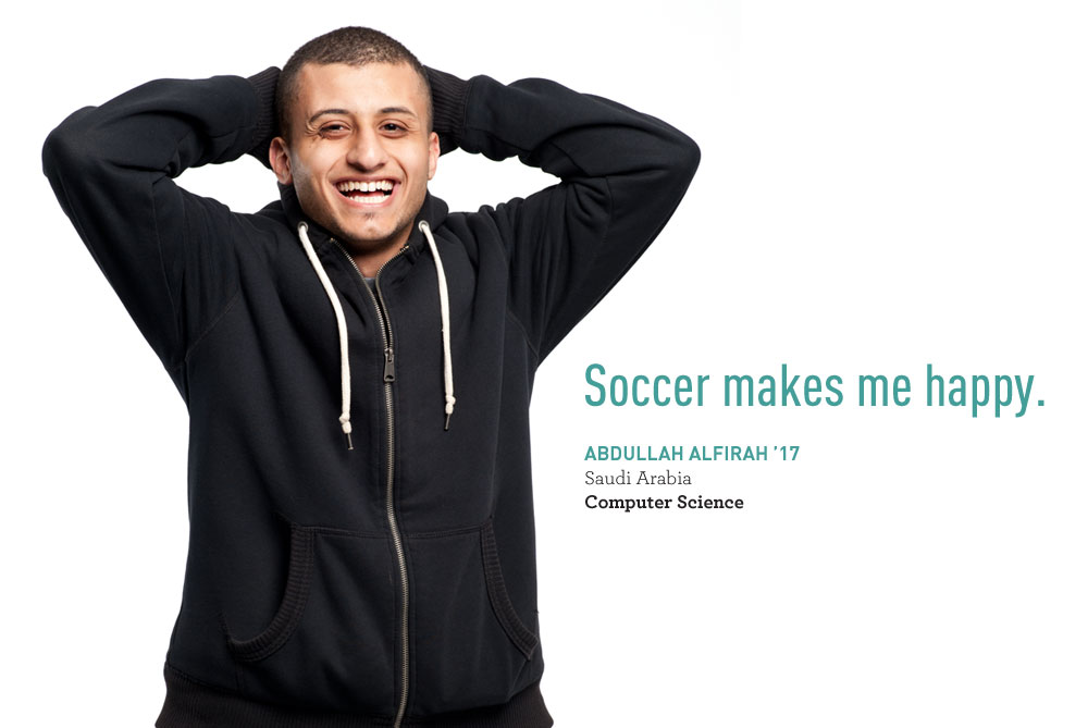 Abdullah Alfirah says 'Soccer makes me happy.'