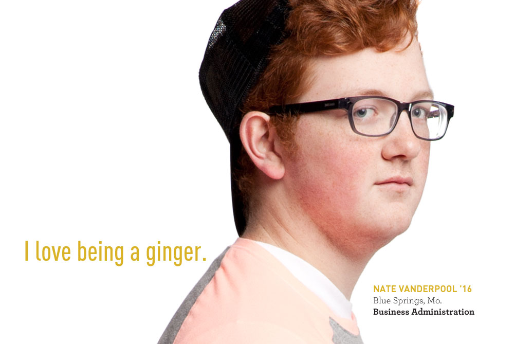 Nate Vanderpool says 'I love being a ginger'.