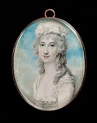 Richard Cosway's "Portrait of a Lady," from the mid-18th- early 19th century. Part of The Starr Collection of Portrait Miniatures, and currently on display at the Nelson-Atkins Museum of Art. Image courtesy of the Nelson-Atkins Museum of Art. 