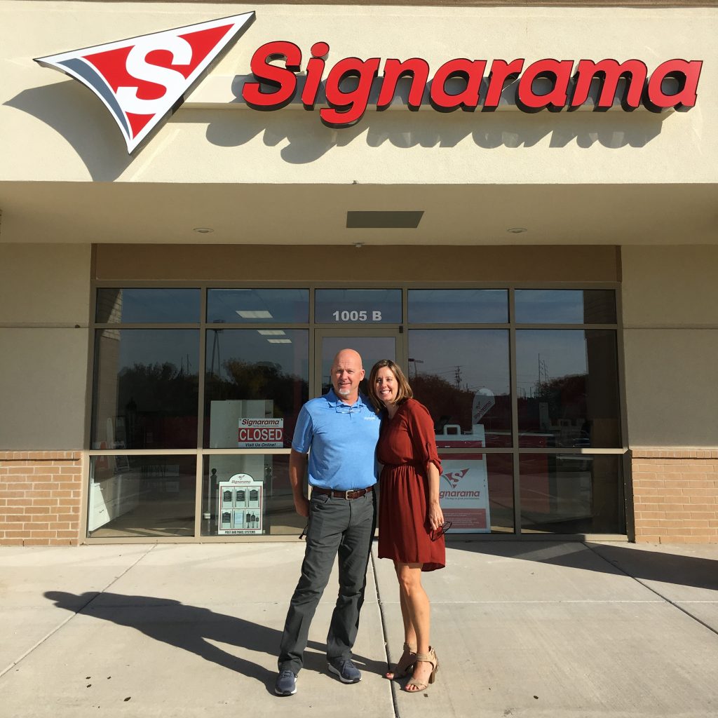 Lisa & Mark and their new Signarama store in Liberty, MO. 