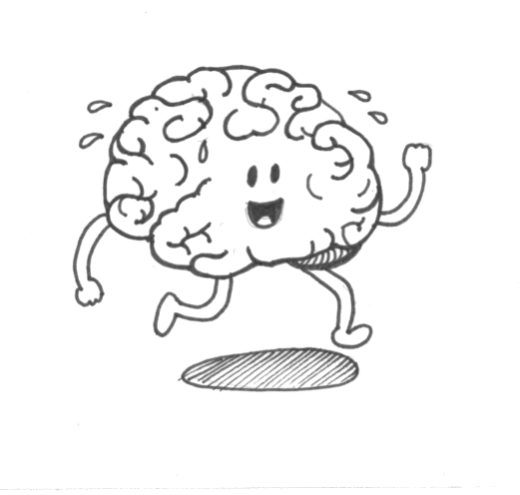 cartoon of a brain running