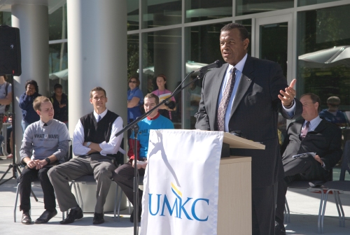 UMKC Chancellor Leo E. Morton welcomed guests to the Student Union dedication ceremony