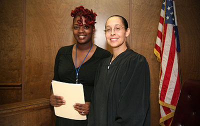 Ja'Nise Company-Ray, a sophomore Criminal Justice major in the College of Arts and Sciences, completes an internship at the Jackson County Family Court with Commissioner Martina Peterson.