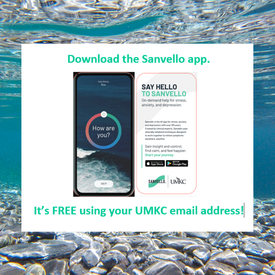 download the sanvello app for free using your UMKC email