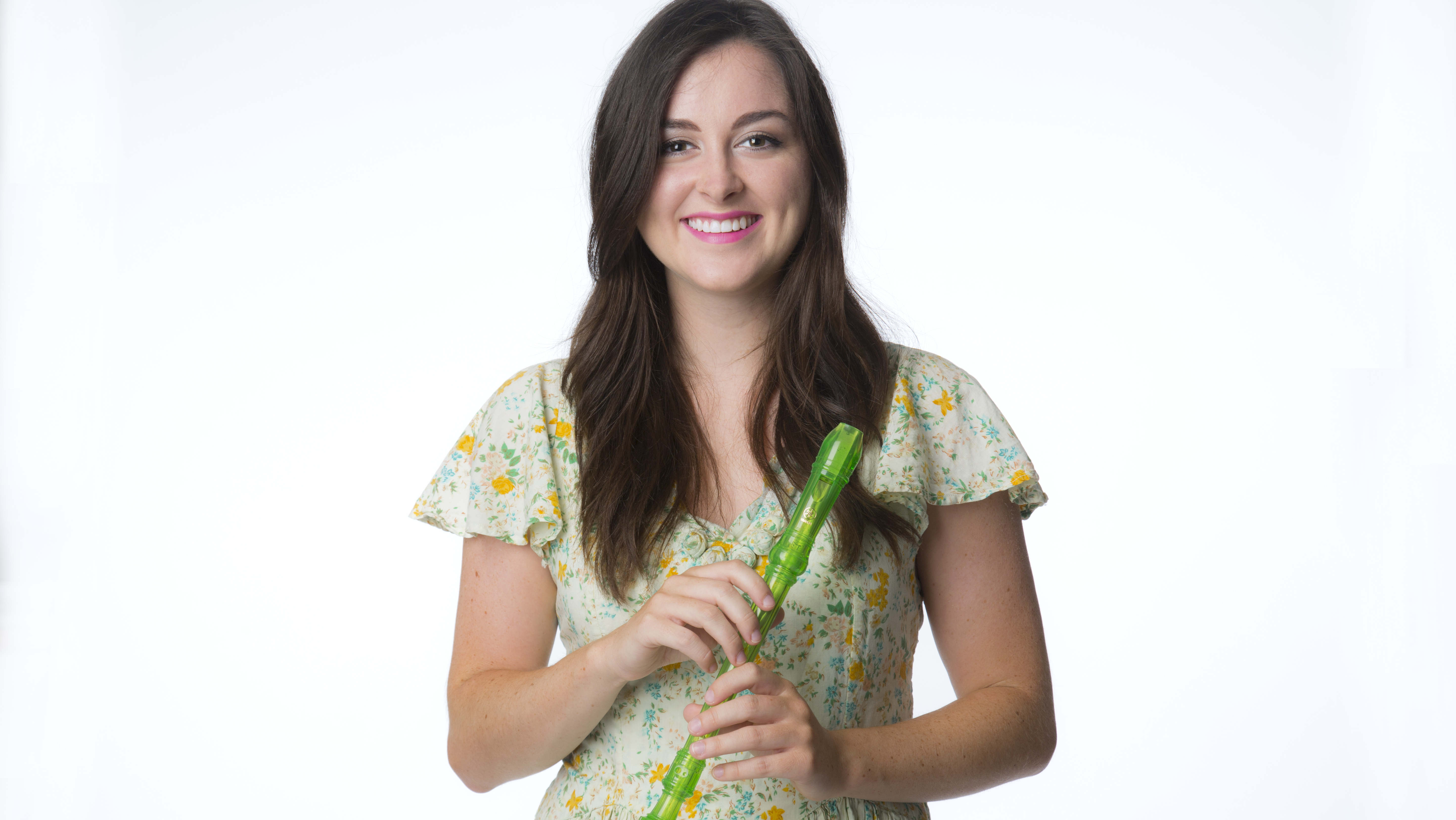 Chloe David holding recorder instrument