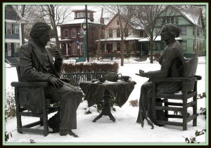 Frederick Douglass & Susan B. Anthony sculpture at Susan B. Anthony house