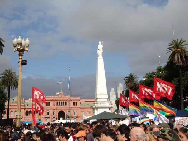 La march del orgullo gay in front of La Casa Rosada, Buenos Aires Argentina. 