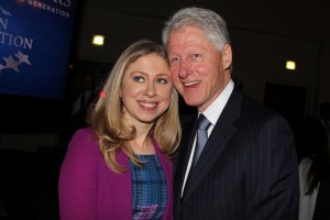 Picture of chelsea Clinton with her father, former President, Bill Clinton. Image from Creative Commons. 
